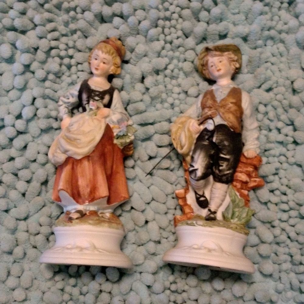 Victorian Boy And Girl Hand Painted Figurines